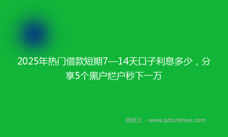 2025年热门借款短期7—14天口子利息多少，分享5个黑户烂户秒下一万