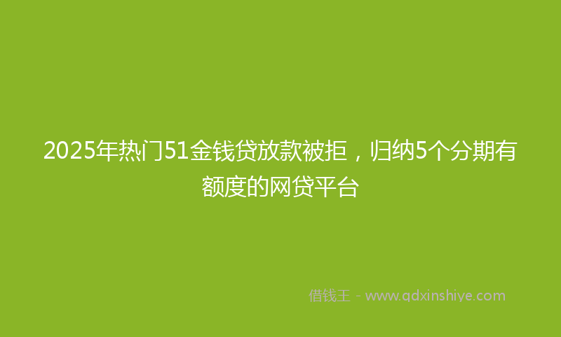 2025年热门51金钱贷放款被拒，归纳5个分期有额度的网贷平台