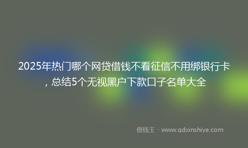 2025年热门哪个网贷借钱不看征信不用绑银行卡，总结5个无视黑户下款口子名单大全