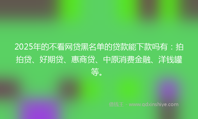 2025年的不看网贷黑名单的贷款能下款吗有：拍拍贷、好期贷、惠商贷、中原消费金融、洋钱罐等。