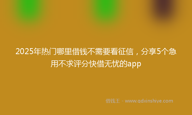 2025年热门哪里借钱不需要看征信，分享5个急用不求评分快借无忧的app
