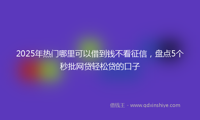 2025年热门哪里可以借到钱不看征信，盘点5个秒批网贷轻松贷的口子