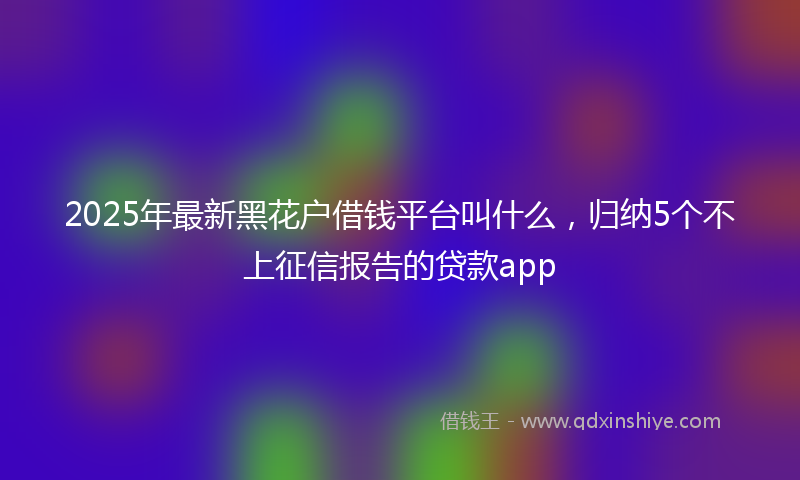 2025年最新黑花户借钱平台叫什么，归纳5个不上征信报告的贷款app