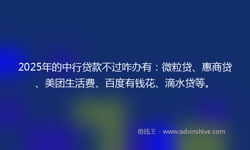 2025年的中行贷款不过咋办有：微粒贷、惠商贷、美团生活费、百度有钱花、滴水贷等。