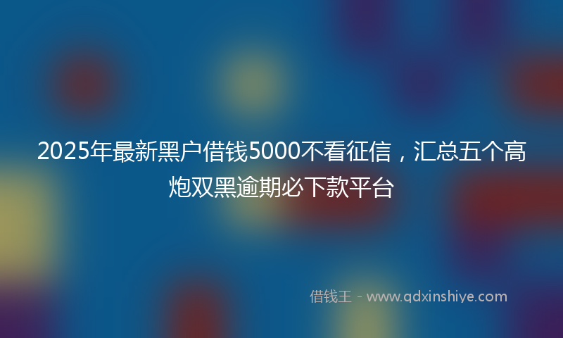 2025年最新黑户借钱5000不看征信，汇总五个高炮双黑逾期必下款平台