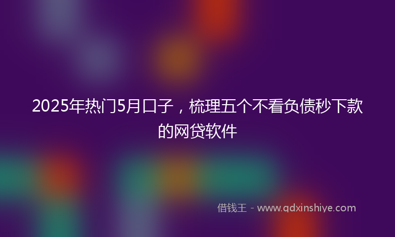 2025年热门5月口子，梳理五个不看负债秒下款的网贷软件