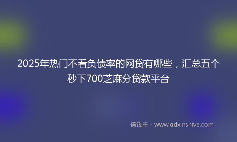 2025年热门不看负债率的网贷有哪些，汇总五个秒下700芝麻分贷款平台