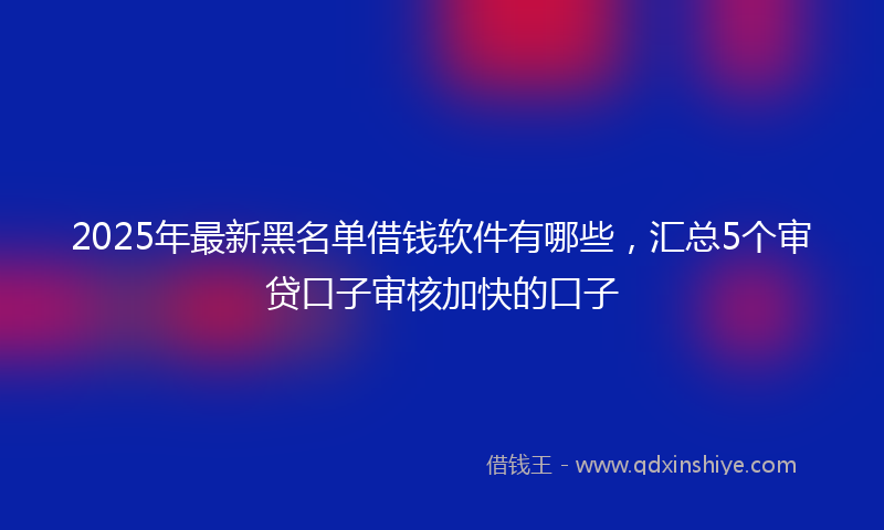 2025年最新黑名单借钱软件有哪些，汇总5个审贷口子审核加快的口子