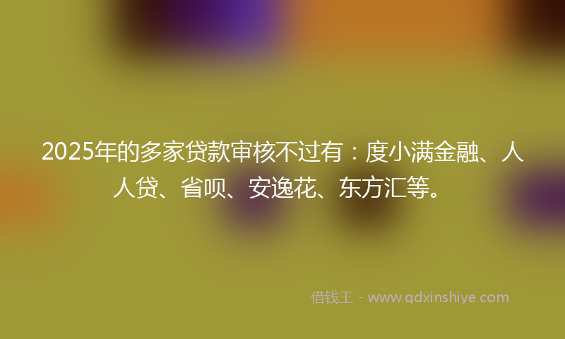 2025年的多家贷款审核不过有：度小满金融、人人贷、省呗、安逸花、东方汇等。