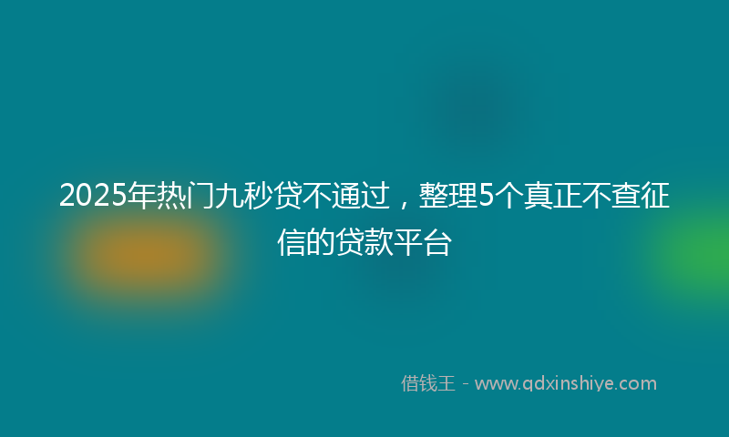 2025年热门九秒贷不通过，整理5个真正不查征信的贷款平台