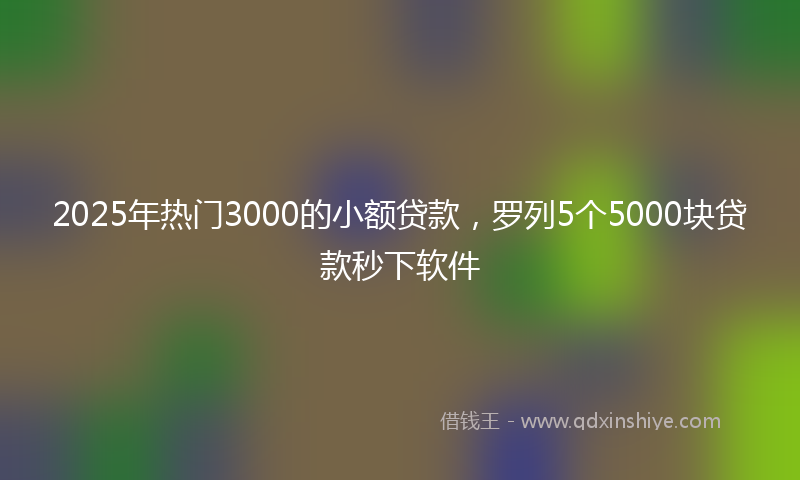 2025年热门3000的小额贷款，罗列5个5000块贷款秒下软件