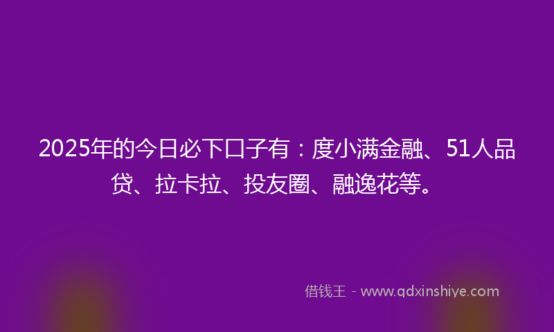 2025年的今日必下口子有：度小满金融、51人品贷、拉卡拉、投友圈、融逸花等。