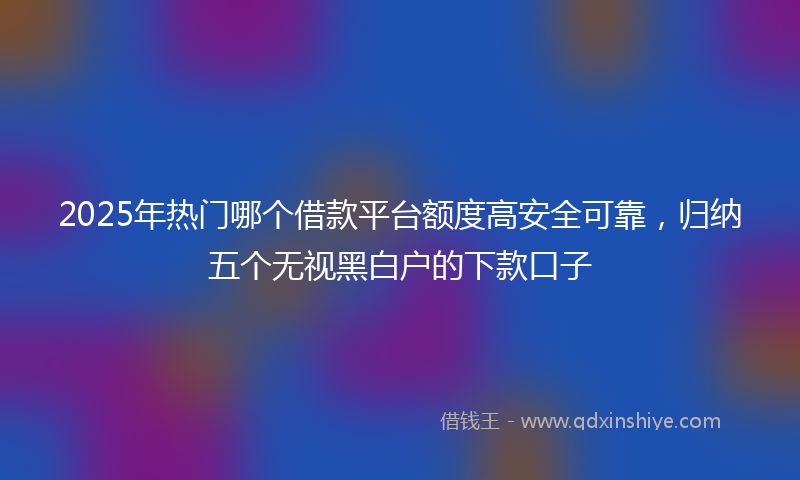 2025年热门哪个借款平台额度高安全可靠，归纳五个无视黑白户的下款口子