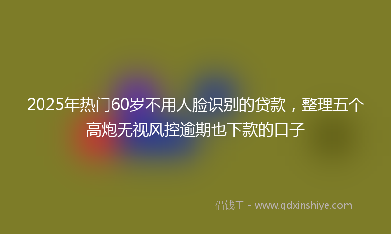 2025年热门60岁不用人脸识别的贷款，整理五个高炮无视风控逾期也下款的口子