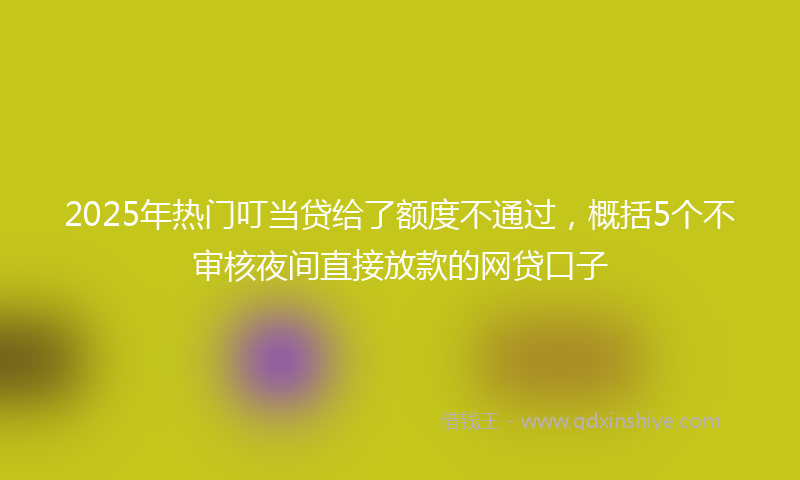 2025年热门叮当贷给了额度不通过，概括5个不审核夜间直接放款的网贷口子