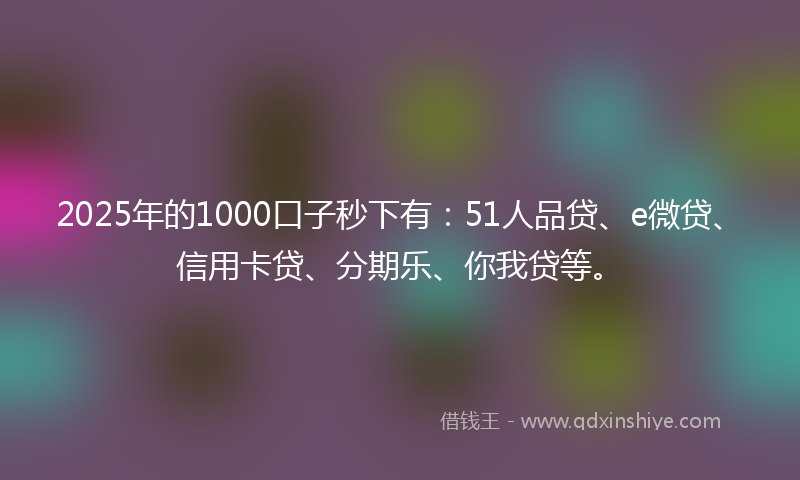 2025年的1000口子秒下有：51人品贷、e微贷、信用卡贷、分期乐、你我贷等。