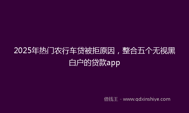 2025年热门农行车贷被拒原因，整合五个无视黑白户的贷款app