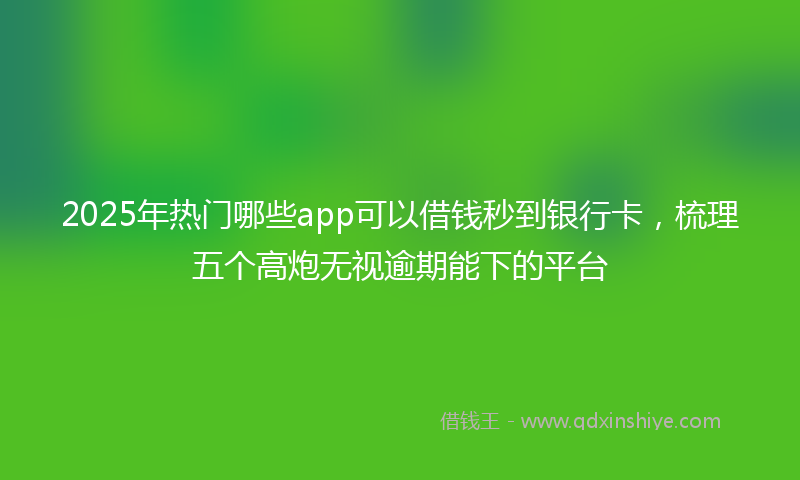 2025年热门哪些app可以借钱秒到银行卡，梳理五个高炮无视逾期能下的平台