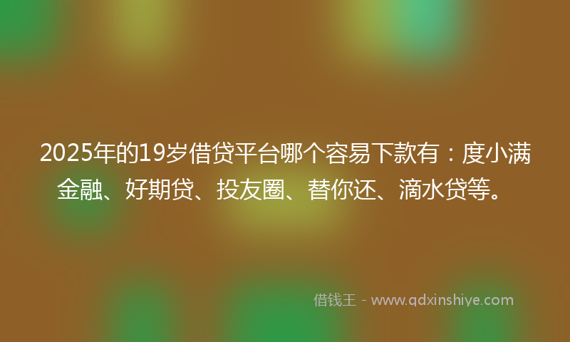 2025年的19岁借贷平台哪个容易下款有：度小满金融、好期贷、投友圈、替你还、滴水贷等。