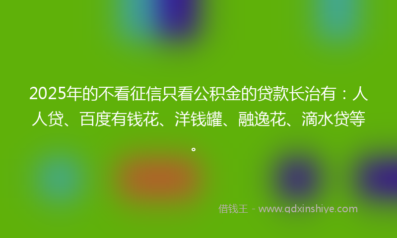 2025年的不看征信只看公积金的贷款长治有：人人贷、百度有钱花、洋钱罐、融逸花、滴水贷等。