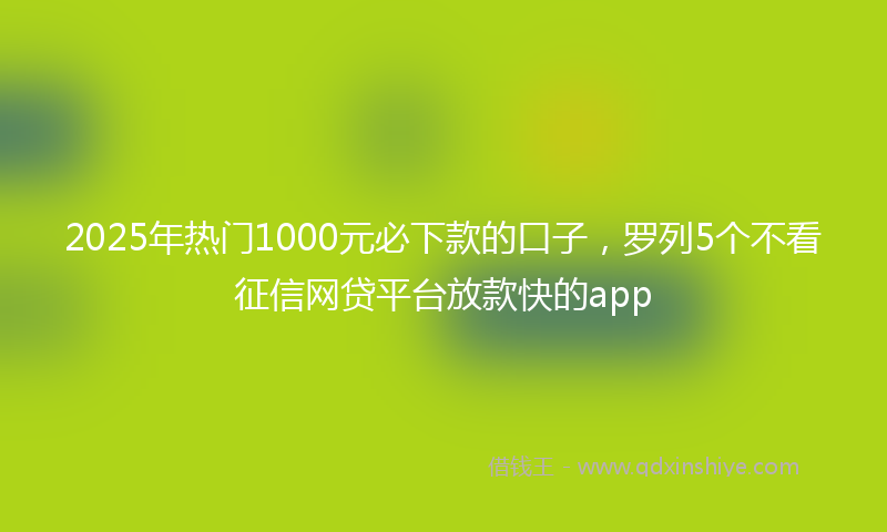 2025年热门1000元必下款的口子，罗列5个不看征信网贷平台放款快的app