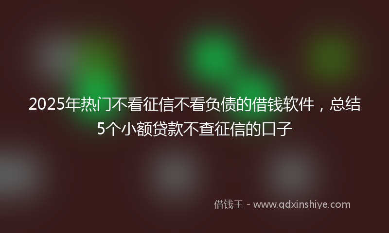 2025年热门不看征信不看负债的借钱软件，总结5个小额贷款不查征信的口子