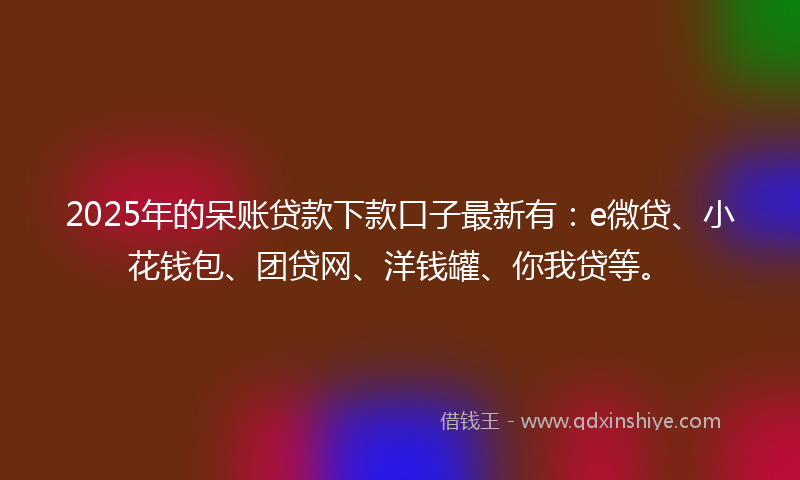 2025年的呆账贷款下款口子最新有：e微贷、小花钱包、团贷网、洋钱罐、你我贷等。