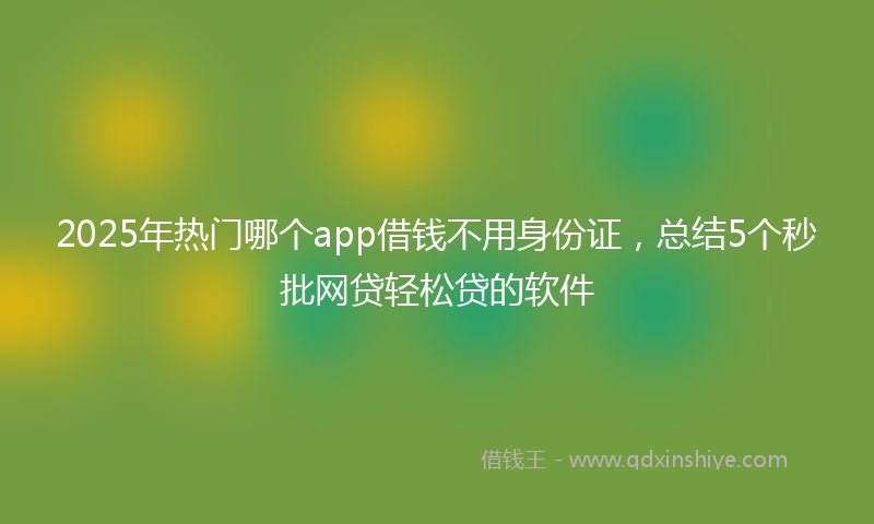 2025年热门哪个app借钱不用身份证，总结5个秒批网贷轻松贷的软件