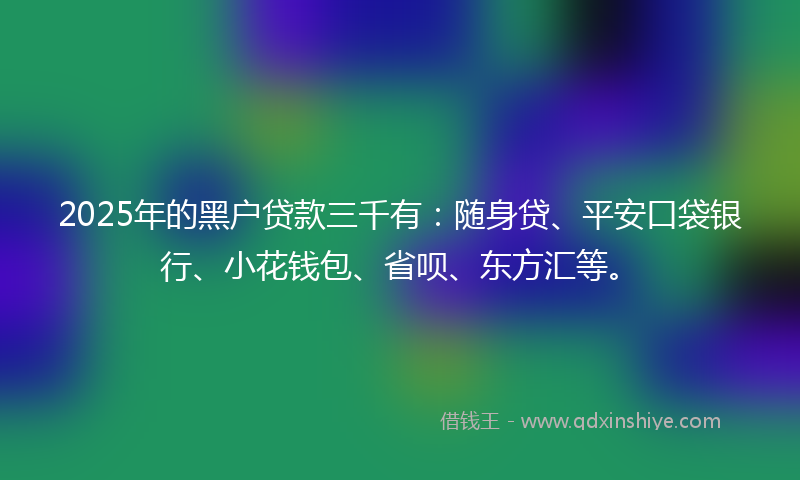 2025年的黑户贷款三千有：随身贷、平安口袋银行、小花钱包、省呗、东方汇等。