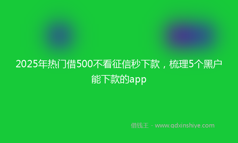 2025年热门借500不看征信秒下款，梳理5个黑户能下款的app