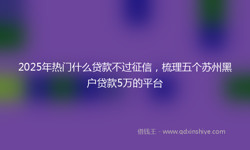 2025年热门什么贷款不过征信，梳理五个苏州黑户贷款5万的平台
