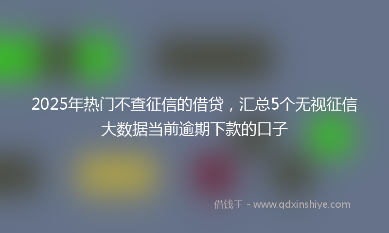 2025年热门不查征信的借贷，汇总5个无视征信大数据当前逾期下款的口子