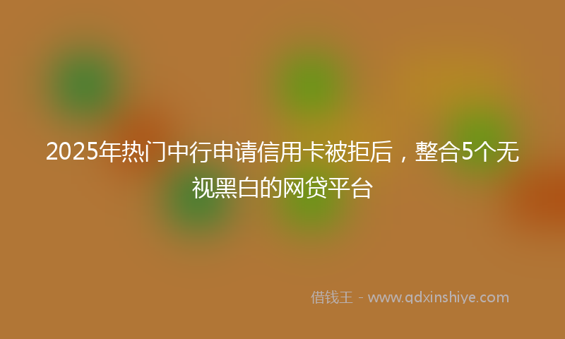 2025年热门中行申请信用卡被拒后，整合5个无视黑白的网贷平台