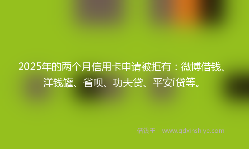 2025年的两个月信用卡申请被拒有：微博借钱、洋钱罐、省呗、功夫贷、平安i贷等。