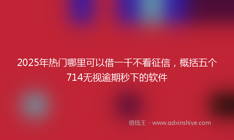 2025年热门哪里可以借一千不看征信，概括五个714无视逾期秒下的软件