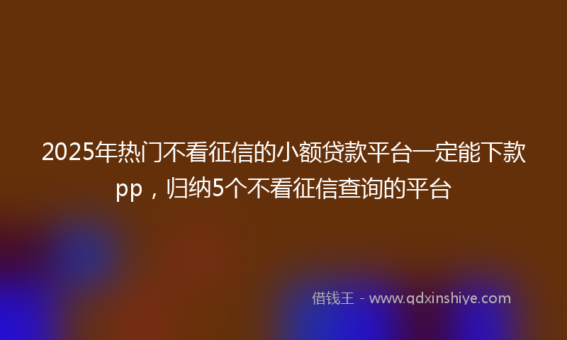 2025年热门不看征信的小额贷款平台一定能下款pp，归纳5个不看征信查询的平台