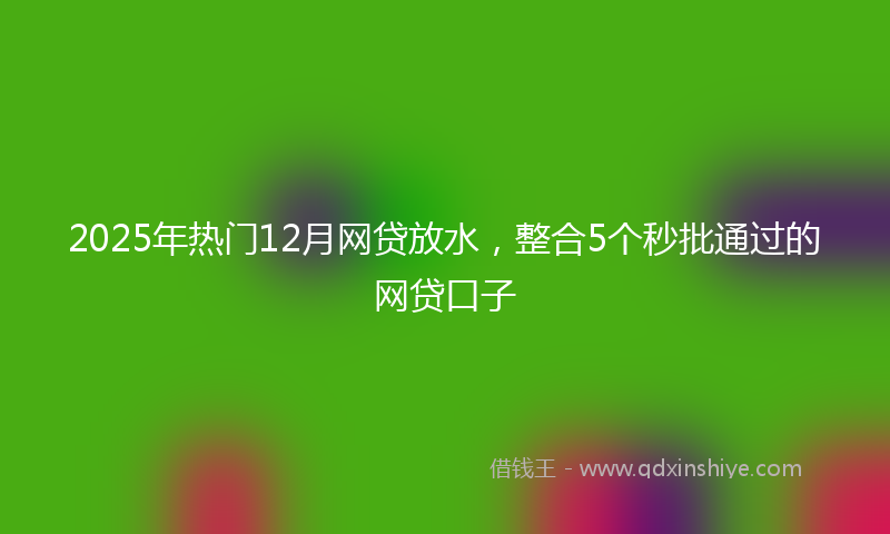 2025年热门12月网贷放水，整合5个秒批通过的网贷口子