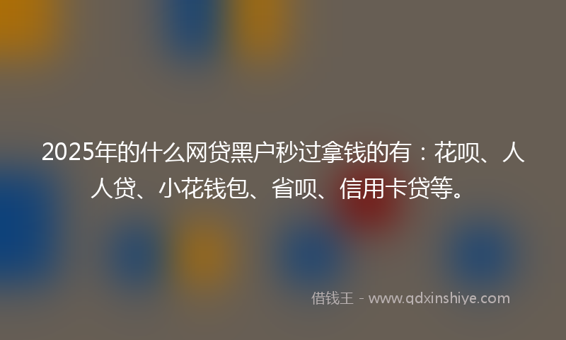 2025年的什么网贷黑户秒过拿钱的有：花呗、人人贷、小花钱包、省呗、信用卡贷等。