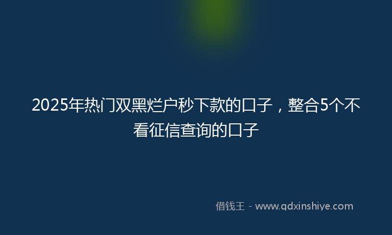 2025年热门双黑烂户秒下款的口子，整合5个不看征信查询的口子