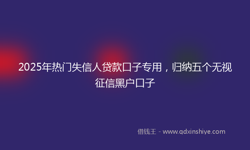 2025年热门失信人贷款口子专用，归纳五个无视征信黑户口子