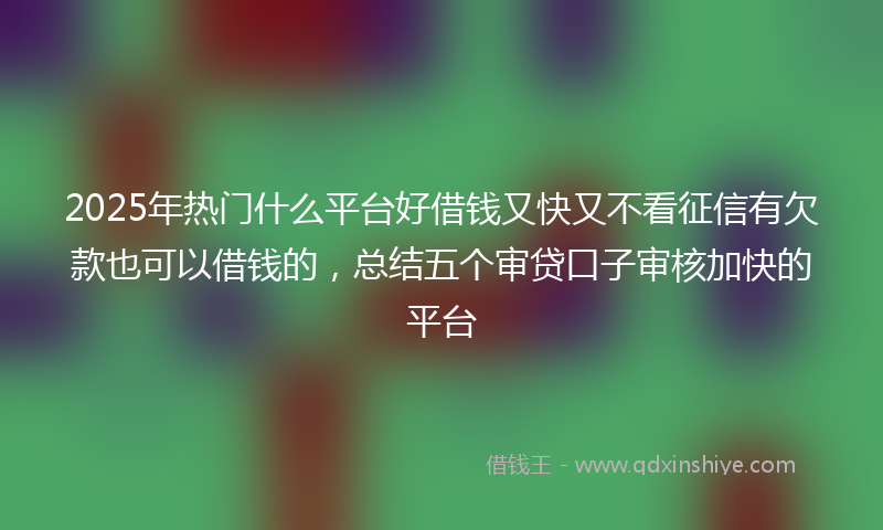 2025年热门什么平台好借钱又快又不看征信有欠款也可以借钱的，总结五个审贷口子审核加快的平台