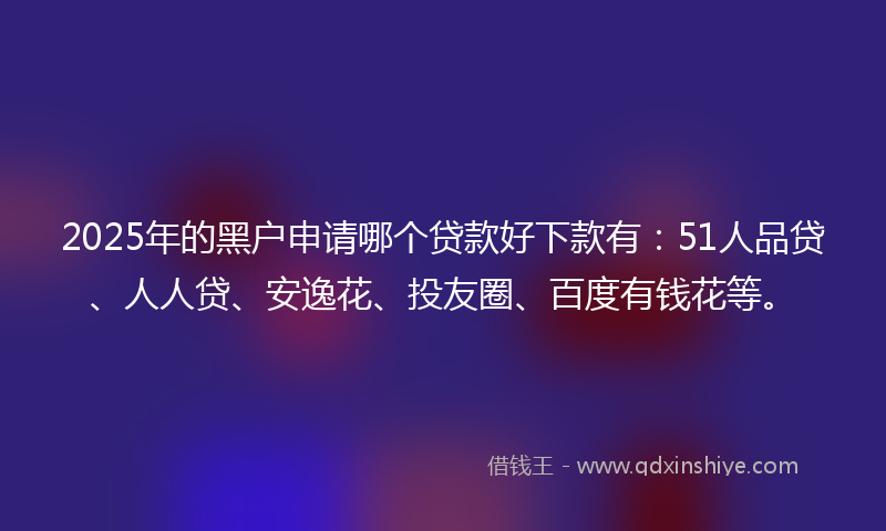 2025年的黑户申请哪个贷款好下款有：51人品贷、人人贷、安逸花、投友圈、百度有钱花等。