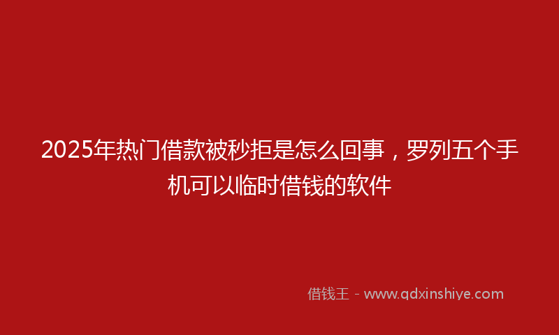 2025年热门借款被秒拒是怎么回事，罗列五个手机可以临时借钱的软件