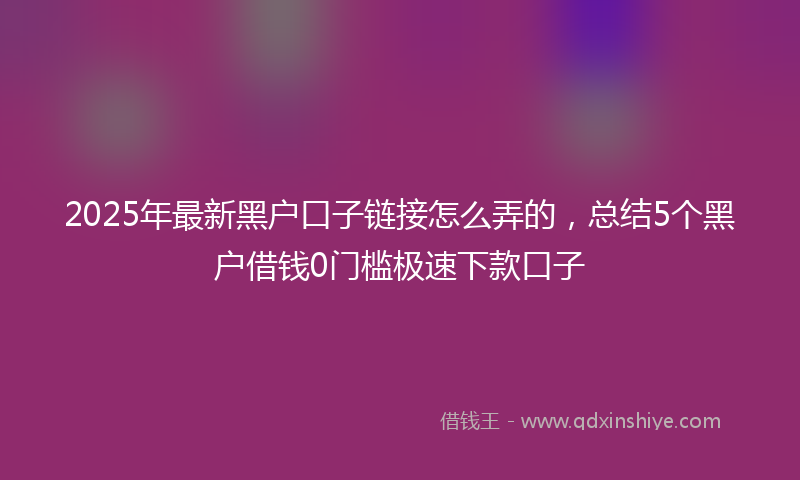 2025年最新黑户口子链接怎么弄的，总结5个黑户借钱0门槛极速下款口子