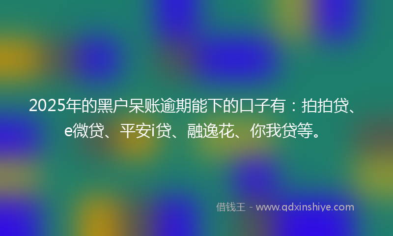 2025年的黑户呆账逾期能下的口子有：拍拍贷、e微贷、平安i贷、融逸花、你我贷等。