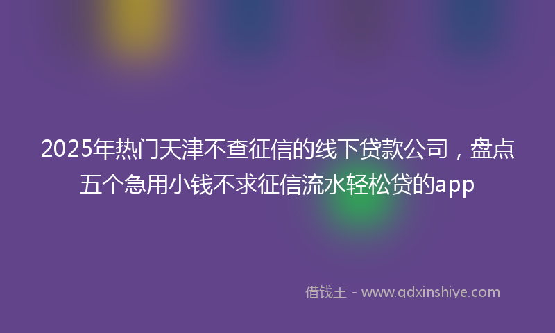 2025年热门天津不查征信的线下贷款公司，盘点五个急用小钱不求征信流水轻松贷的app