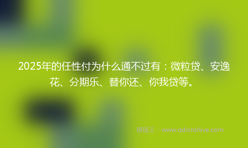 2025年的任性付为什么通不过有：微粒贷、安逸花、分期乐、替你还、你我贷等。
