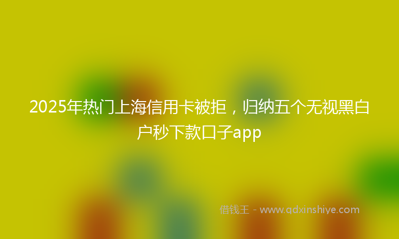 2025年热门上海信用卡被拒，归纳五个无视黑白户秒下款口子app