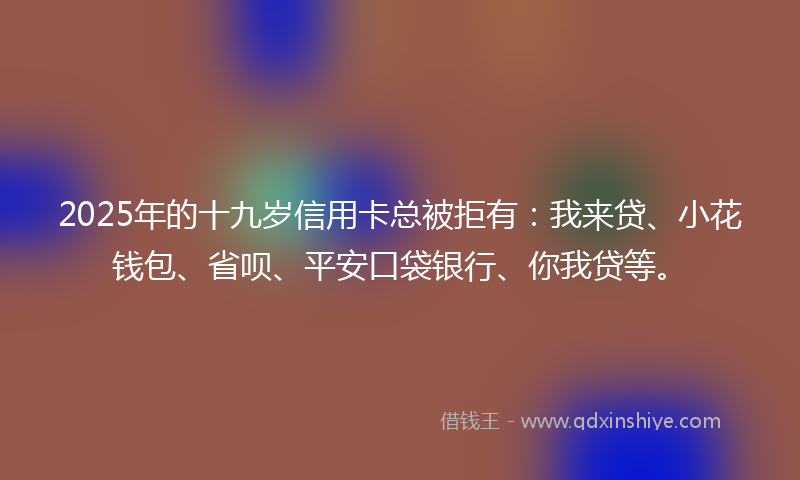 2025年的十九岁信用卡总被拒有：我来贷、小花钱包、省呗、平安口袋银行、你我贷等。