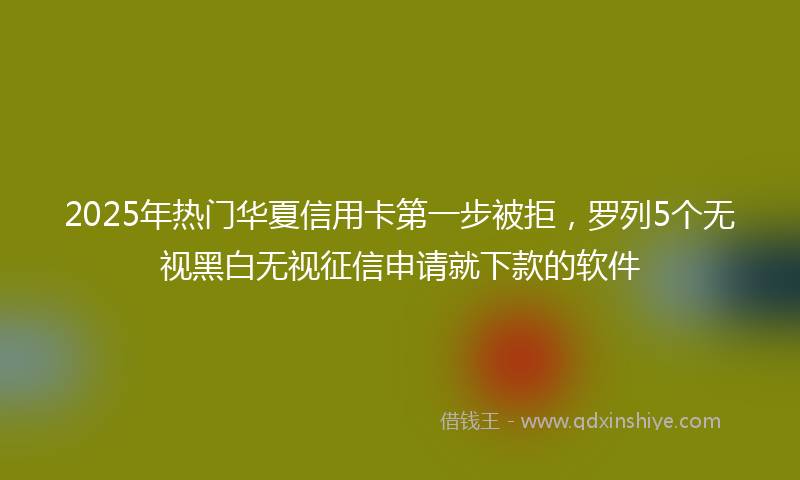 2025年热门华夏信用卡第一步被拒，罗列5个无视黑白无视征信申请就下款的软件
